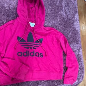 Adidas Vibrant Pink Hoodie with Black Logo